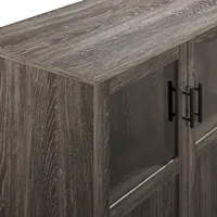 Gray Wood Glass Windows Storage Cabinet