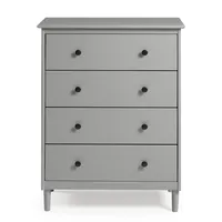 Gray Solid Pine Wood 4-Drawer Dresser