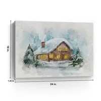 Snowy Cabin Canvas Art Print