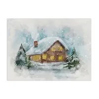 Snowy Cabin Canvas Art Print