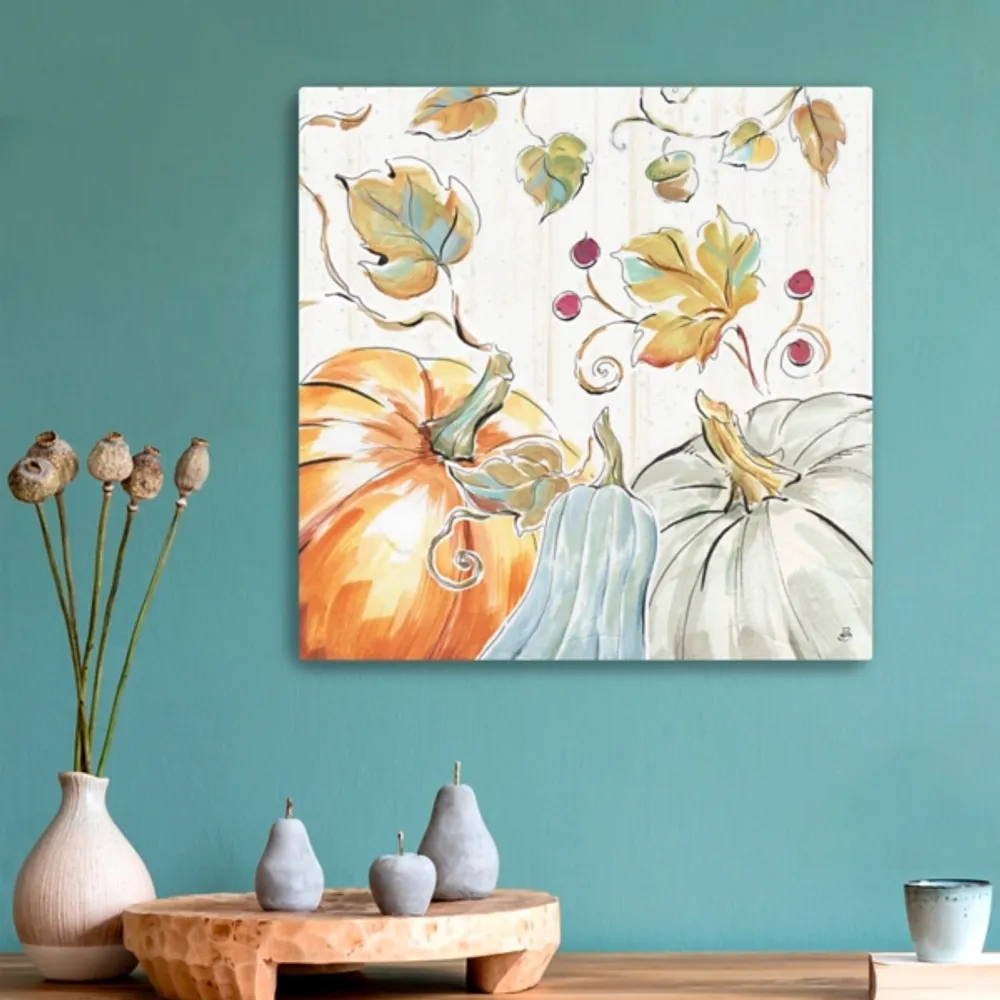 Pastel Pumpkins Harvest Canvas Wall Plaque