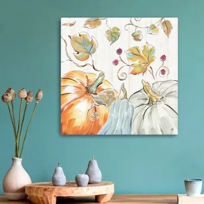 Pastel Pumpkins Harvest Canvas Wall Plaque