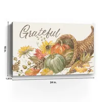 Grateful Cornucopia Harvest Canvas Wall Plaque