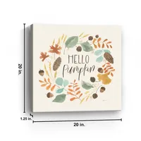 Hello Fall Wreath Harvest Canvas Wall Plaque