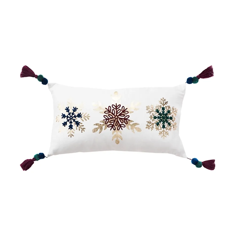 Multi Snowflake Christmas Throw Pillow