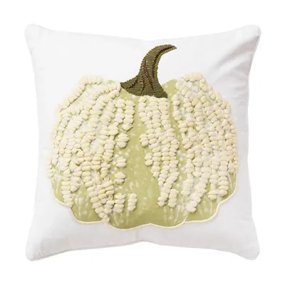 Cream Pumpkin with Stem Harvest Throw Pillow
