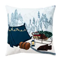 Holiday Campsite Embroidered Throw Pillow