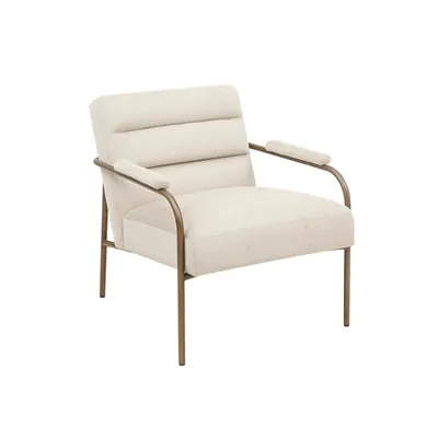 Cream and Gold Channeled Accent Chair