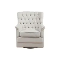 White Upholstered Tufted Swivel Accent Chair