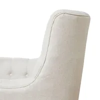 White Upholstered Tufted Swivel Accent Chair