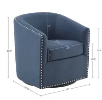 Navy Upholstered Nailhead Swivel Accent Chair