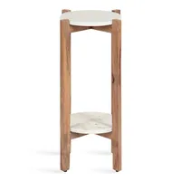 Natural Wood and Marble Moxley Accent Table