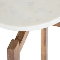 Natural Wood and Marble Moxley Accent Table