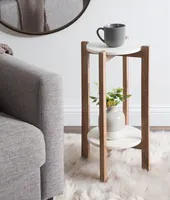 Natural Wood and Marble Moxley Accent Table