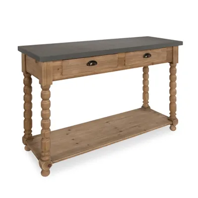 Brown and Gray Wood 2-Drawer Console Table