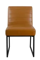 Channeled Carmel Leather Dining Chair