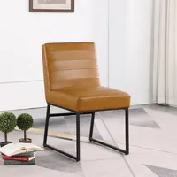 Channeled Carmel Leather Dining Chair