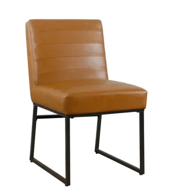 Channeled Carmel Leather Dining Chair