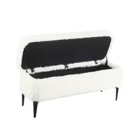 White Fur Storage Bench