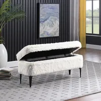 White Fur Storage Bench