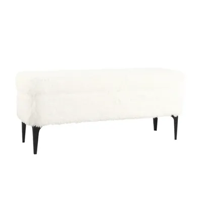 White Fur Storage Bench