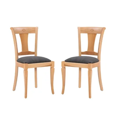 Natural and Gray Linen Dining Chairs, Set of 2