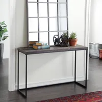 Black Metal and Wood Contemporary Console Table