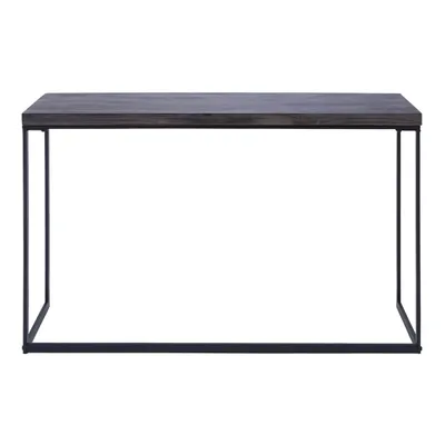 Black Metal and Wood Contemporary Console Table
