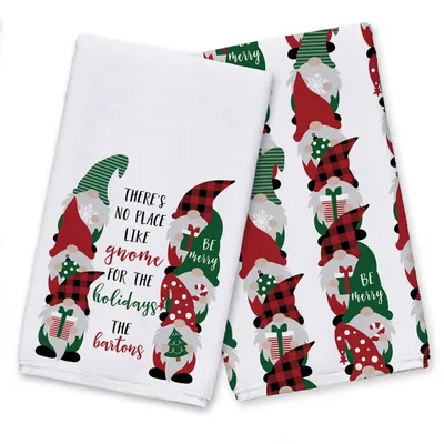 Personalized Gnome Place Tea Towels, Set of 2