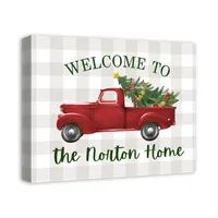 Personalized Welcome Christmas Truck Canvas Plaque