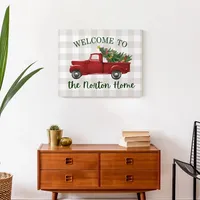 Personalized Welcome Christmas Truck Canvas Plaque