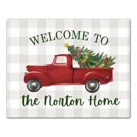 Personalized Welcome Christmas Truck Canvas Plaque