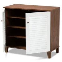 Collier Two-Tone Slatted Shoe Storage Cabinet