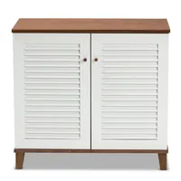 Collier Two-Tone Slatted Shoe Storage Cabinet