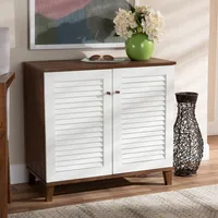 Collier Two-Tone Slatted Shoe Storage Cabinet