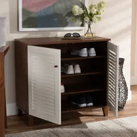 Collier Two-Tone Slatted Shoe Storage Cabinet