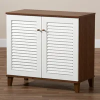 Collier Two-Tone Slatted Shoe Storage Cabinet