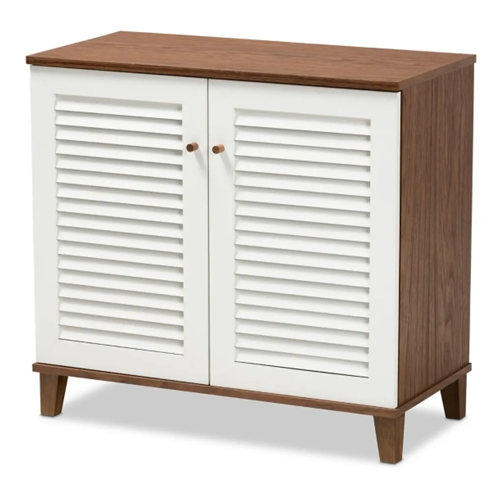 Collier Two-Tone Slatted Shoe Storage Cabinet