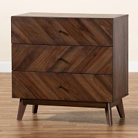 Sabrina Walnut Wood 3-Drawer Chest