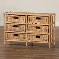 Natural Boho Rattan Weave Storage Cabinet