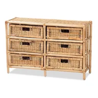 Natural Boho Rattan Weave Storage Cabinet