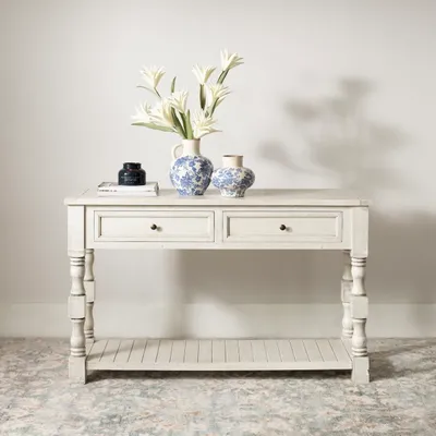 Savannah Cream Distressed Console Table