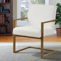 Ivory Sherpa Modern Lines Accent Chair