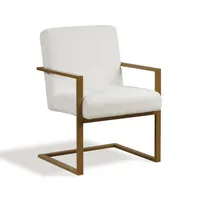 Ivory Sherpa Modern Lines Accent Chair