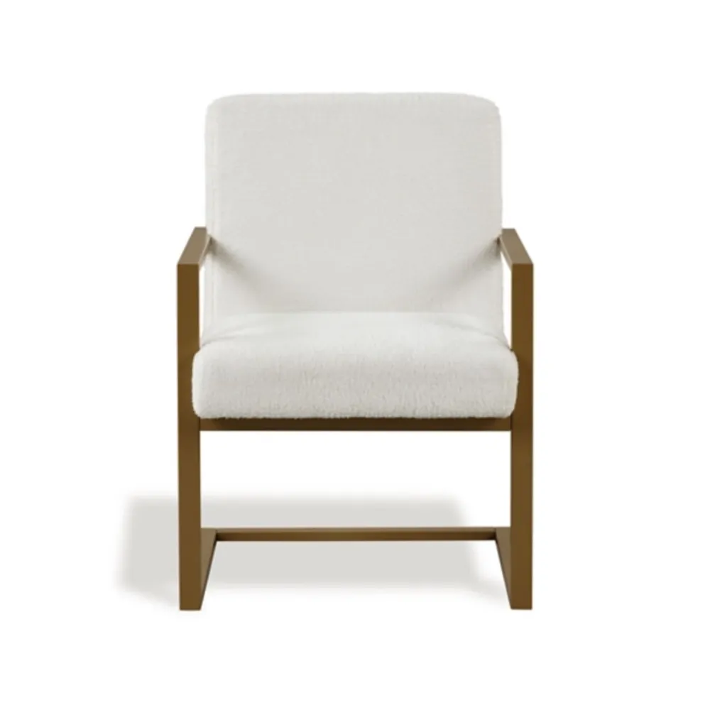 Ivory Sherpa Modern Lines Accent Chair