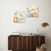 Pastel Pumpkins Canvas Art Prints, Set of 2