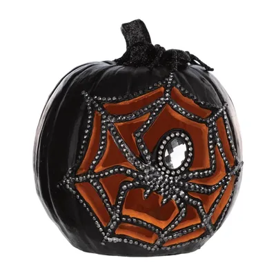 LED Black Cobweb Pumpkin