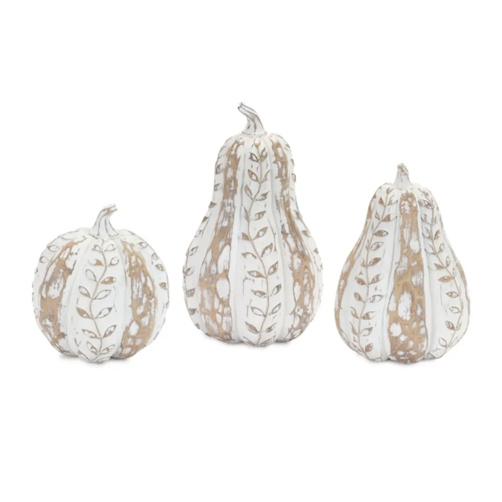 Distressed White Pumpkins, Set of 3