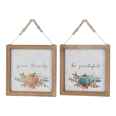 Give Thanks & Be Grateful Wall Plaques, Set of 2