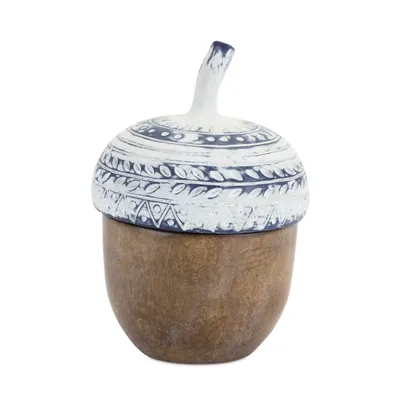 Folk Patterned Acorn Canister with Lid